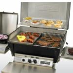 P3SX Super Premium shown with Side burner, Stainless side shelves and stainless griddle -   Cart, in-ground post or patio / deck mount available.  Natural Gas or LP.
