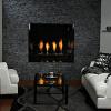 Chateau Contemporary Direct Vent Fireplace shown with custom stone surround; 50,000 btu; independently operated burners; black porcelain liner;front accent burners with glass and Halogen accent lighting - 36" and 42" models for Natural or LP Gas