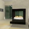 Loft 36" Direct Vent See Thru Fireplace with Frost Glass - 35,000 Btu Loft Burner shown with reflective black liner - Natural or LP Gas; also available as a peninsula