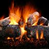 Supreme Ponderosa Massive logs designed for large masonry fireplaces split and full bark look; 24" - 48" and See Thru - Vented Only.