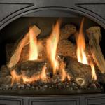 Heritage Gas Stoves include a hand-painted six-piece
 log set and ceramic burner.
