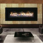 Stellar Direct Vent Fireplace - Natural or LP Gas - Shown with Glass Refelctive Fire Shard Logs