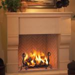 Design Dynamics Centurion Rumford Style Wood Burning Fireplace with Mosaic Masonry Brick Liner with hand forged log grates- 42" wide X 48" tall; requires 12" ID Class "A" rated chimney.